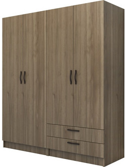 Megapap Τετράφυλλη Ντουλάπα Ρούχων Vivian Καρυδί 160x51.8x181cm GP100-0113,3