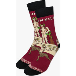NODO Dionysus The Greek God and Pan Βαμβακερές Ανδρικές Κάλτσες Ψηλές με Σχέδια Μπορντό S16334