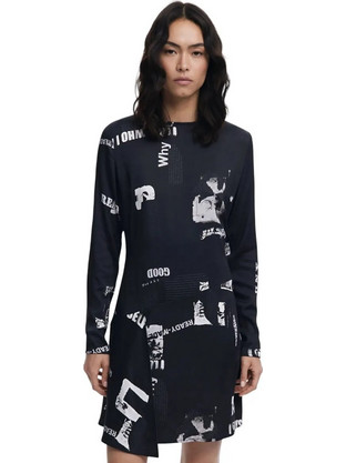 Desigual Newscorto Mini Καθημερινό Φόρεμα Μεταξωτό Μαύρο 25WWVW29-2000