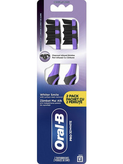 Oral-B Pro 3D White Charcoal Medium Οδοντόβουρτσες 2τμχ Μωβ