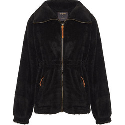 Funky Buddha Γυναικεία Ζακέτα Fleece Μακριά με Φερμουάρ Μαύρη FBL012-122-06