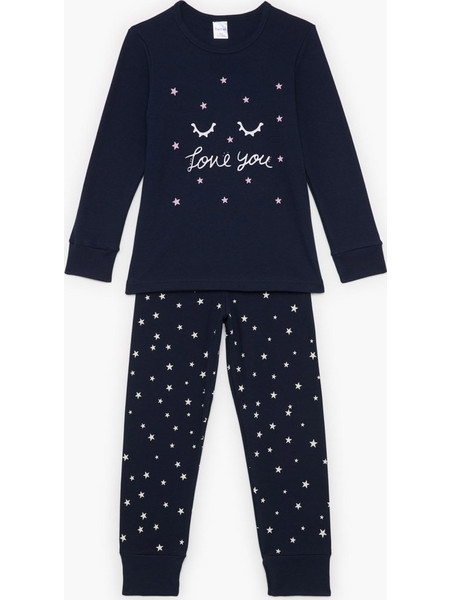 Pretty Baby Παιδική Πιτζάμα Βαμβακερή Χειμωνιάτικη Navy Μπλε 64823