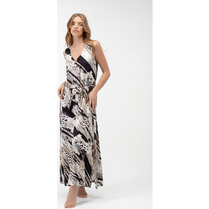 Pen-Ky Adelia Maxi Καλοκαιρινό Βραδινό Φόρεμα Μεταξωτό Μπεζ 61958C4