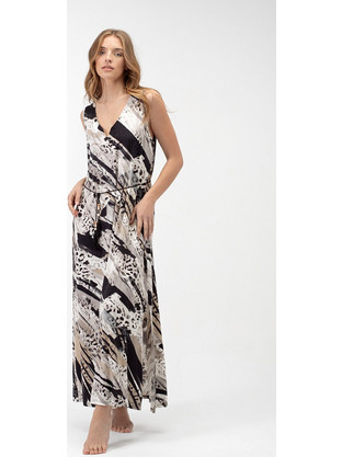 Pen-Ky Adelia Maxi Καλοκαιρινό Βραδινό Φόρεμα Μεταξωτό Μπεζ 61958C4