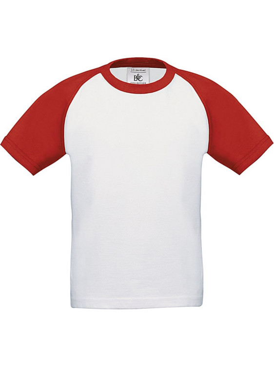 B&C Collection Παιδικό T-Shirt Κοντομάνικο Λευκό Κόκκινο TK350205
