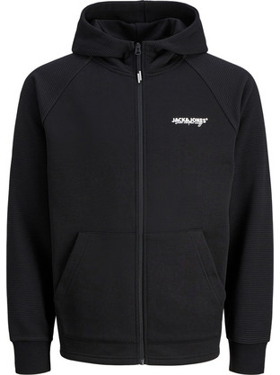 Jack & Jones Ανδρική Ζακέτα Φούτερ με Κουκούλα και Φερμουάρ Μαύρη 12278609
