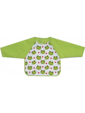 X-treme Baby Frogs Αδιάβροχη Σαλιάρα Ποδιά Πλαστική με Αυτοκόλλητο & Μανίκια 12m+ Πράσινη