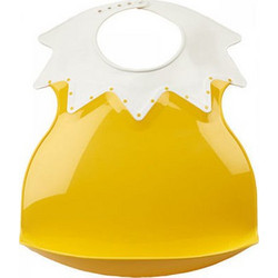Thermobaby Soft Arlequin Αδιάβροχη Σαλιάρα Πλαστική με Κουμπί 4m+ Κίτρινη