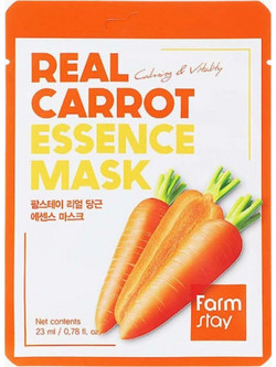 Farmstay Real Carrot Essence Sheet Μάσκα Προσώπου για Λάμψη & Καταπράυνση 1τμχ