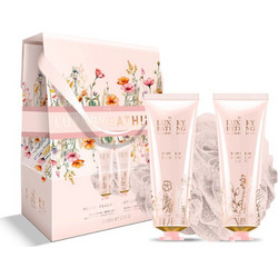 Grace Cole Peony Peach & Raspberry Perfect Night Body Wash 100ml + Body Cream 100ml + Sponge