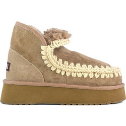 Mou Mini Eskimo Γυναικεία Μποτάκια Πλατφόρμα Suede Μπεζ με Γούνα MUFW681000A-ELGRY