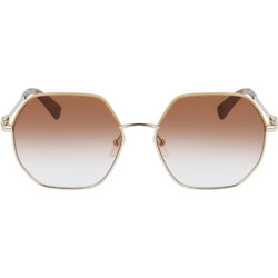 Longchamp LO140SL-731 Γυναικεία Γυαλιά Ηλίου Πολυγωνικά Μεταλλικά Χρυσά με Καφέ Φακό