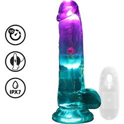 Shots RealRock LED Vibrator with Balls Ρεαλιστικός Δονητής για Ζευγάρια με Τηλεχειριστήριο 15cm Colourful