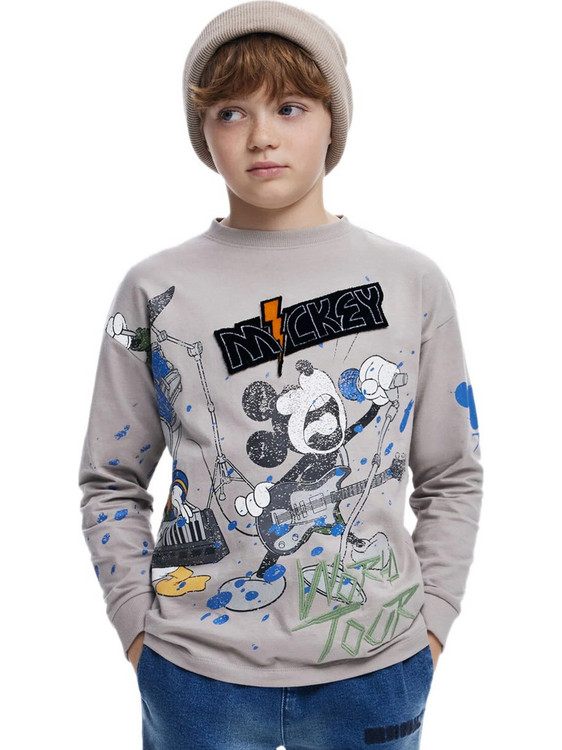Desigual Παιδικό T-Shirt Μακρυμάνικο Γκρι 25WBTK13-1001