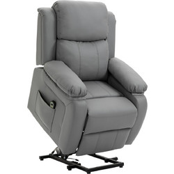 HOMCOM Πολυθρόνα Relax Ανακλινόμενη Δερματίνη Γκρι 713-092V90GY