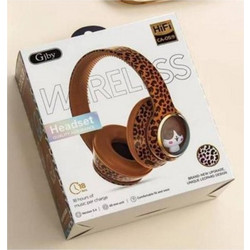 Gjby CA-059 Leopard Print Ασύρματα Bluetooth Παιδικά Ακουστικά On Ear Καφέ