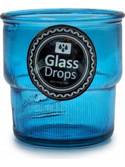 Glass Drops Ποτήρι Νερού Γυάλινo Ribbed Aqua 300ml 2415DB09