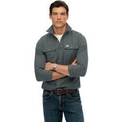 Superdry Ανδρικό Πουκάμισο Βαμβακερό Μακρυμάνικο Κανονική Γραμμή Overshirt Πετρόλ M4010723A-6SI