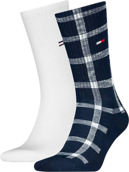 Tommy Hilfiger Ανδρικές Κάλτσες Ψηλές Λευκές Navy Μπλε 2Pack 701236476-002