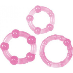 Toyz4lovers Stud Cock Rings Σετ Ελαστικά Δαχτυλίδια Πέους & Όρχεων Σιλικόνης Ροζ 3τμχ