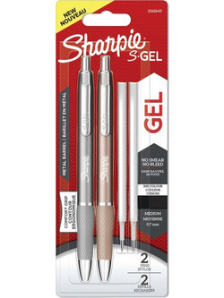 Sharpie S-Gel Steel Grey & Rose Gold Σετ Στυλό Gel 0.7mm Μαύρο 2τμχ