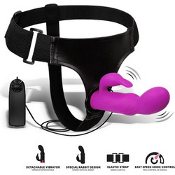 LateToBed Hymax Harness Strap On με Dildo & Δόνηση Μωβ LT-735