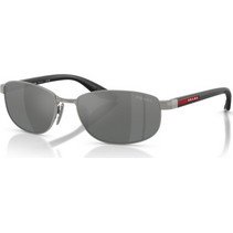 Prada PSB53S 5AV41A Ανδρικά Γυαλιά Ηλίου Ορθογώνια Μεταλλικά Ασημί Μαύρο με Γκρι Φακό