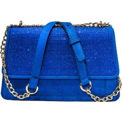 Menbur Γυναικείο Τσαντάκι Χιαστί Σουέτ Royal Blue με Αλυσίδα 85329