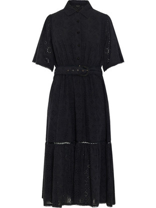 Funky Buddha Midi Καλοκαιρινό Βραδινό Φόρεμα Σεμιζιέ Μαύρο FBL013-135-13