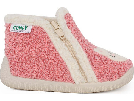Comfy Graf Ecpvt Χειμερινές Παιδικές Παντόφλες Μποτάκια για Κορίτσι με Γούνα Ροζ Μπεζ 1130