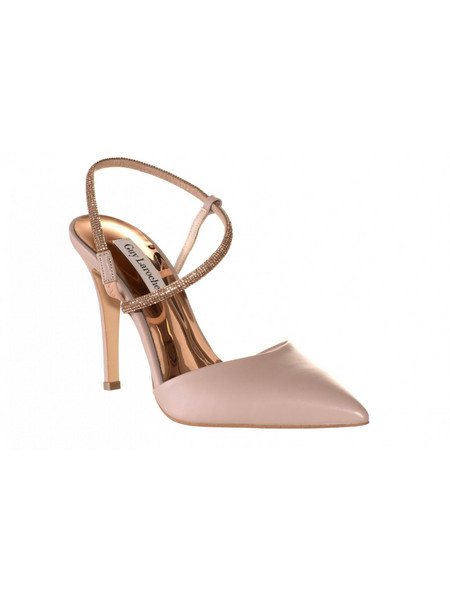 Guy Laroche Γόβες Slingback Δερμάτινες με Τακούνι Στιλέτο με Στρας Nude GL0000010996