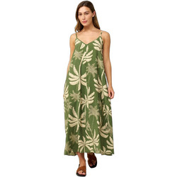 Vamp Maxi Καλοκαιρινό Καθημερινό Φόρεμα Floral Μεταξωτό Πράσινο 24445