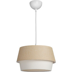 Heronia Lighting Κρεμαστό Φωτιστικό Οροφής Μονόφωτο E27 Λευκό Μπεζ Φ30x97cm 14-0399