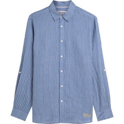 Scotch & Soda Ανδρικό Πουκάμισο Βαμβακερό Ριγέ Μακρυμάνικο Κανονική Γραμμή Μπλε 183096-410
