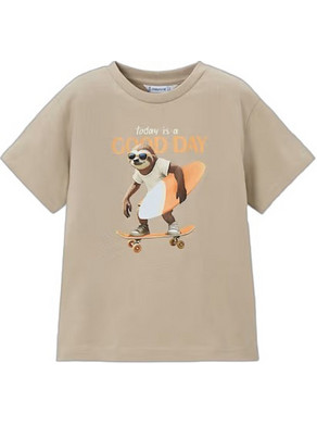 Mayoral Παιδικό T-Shirt Κοντομάνικο Καφέ Μπεζ 26-03064-034