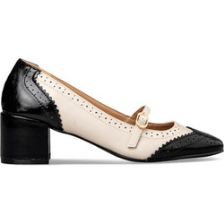 Envie Shoes Γόβες Λουστρίνι με Χοντρό Χαμηλό Τακούνι & Λουράκι Μπεζ E84-22356-33