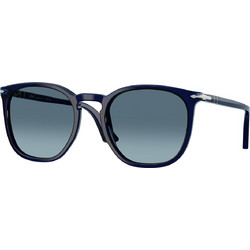 Persol PO3316S 181Q8 Ανδρικά Γυαλιά Ηλίου Τετράγωνα Κοκάλινα Μαύρα με Μπλε Φακό