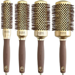 Olivia Garden Blowout Shine Gold & Brown Θερμικές Βούρτσες Μαλλιών για Ίσιωμα Καφέ Χρυσές 4τμχ