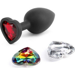 NS Novelties Glams Xchange Heart Small Πρωκτική Σφήνα Diamond Plug 7.2cm Μαύρη Κόκκινη