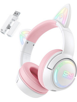 Onikuma GT838 Ασύρματα Bluetooth Ακουστικά Over Ear Ροζ Λευκά