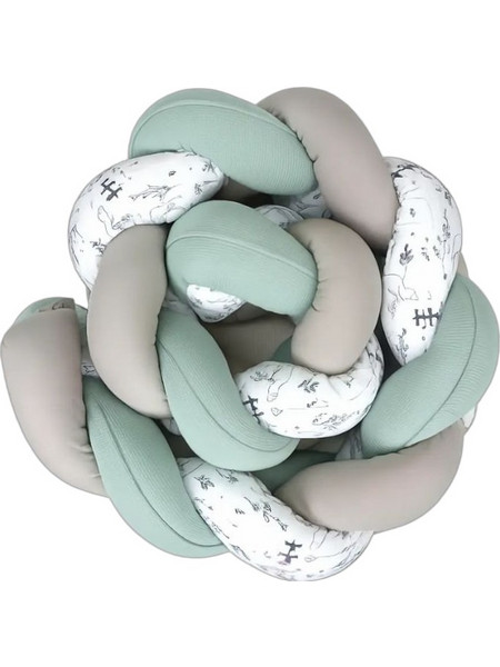 Baby Star Larvik Πάντα Κούνιας Πλεξούδα Πράσινο Mint Λευκό Εκρού 19x200cm