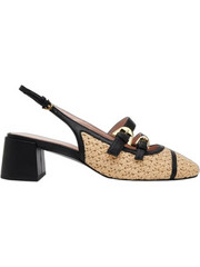 Coccinelle Γόβες Slingback Δερμάτινες με Χοντρό Χαμηλό Τακούνι Μπεζ E4S4K-210201-846