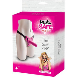 Toyz4lovers Real Safe Hot Stuff Harness Strap On με Dildo 12.5cm Ροζ