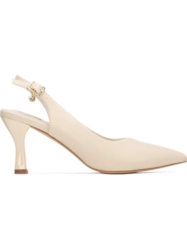 Xti Γόβες Slingback Δερμάτινες με Λεπτό Χαμηλό Τακούνι Μπεζ 145369