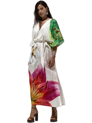 Nema Maxi Καλοκαιρινό Φόρεμα για Γάμο / Βάπτιση Floral Λευκό 15107N911