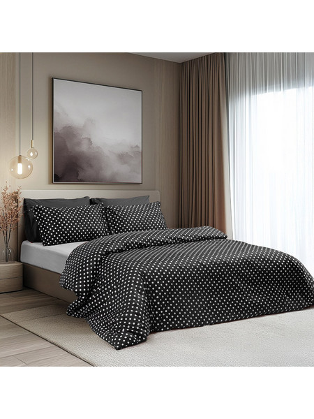 Beauty Home Σετ Σεντόνια Υπέρδιπλα Βαμβακοσατέν με Λάστιχο 170x200+30 Art 10101 Fancy Μαύρο