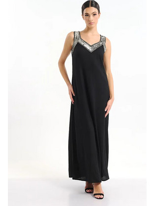 Inart Ble Maxi Καλοκαιρινό Βραδινό Φόρεμα Μαύρο 5-41-648-0063