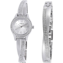 Timex Γυναικείο Ρολόι με Ασημί Μεταλλικό Μπρασελέ TW2T58000
