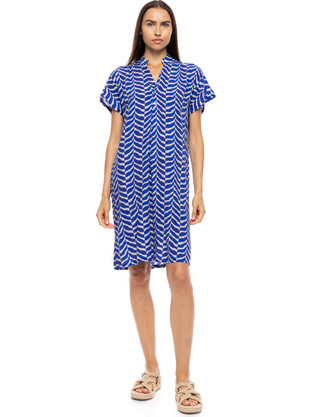 Pink Label Mini Καλοκαιρινό Καθημερινό Φόρεμα Μεταξωτό Royal Blue B685