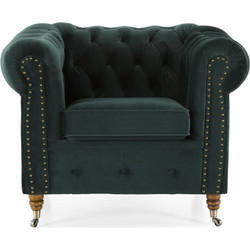 Chesterfield Πολυθρόνα Βελούδινη Πράσινη CHES102